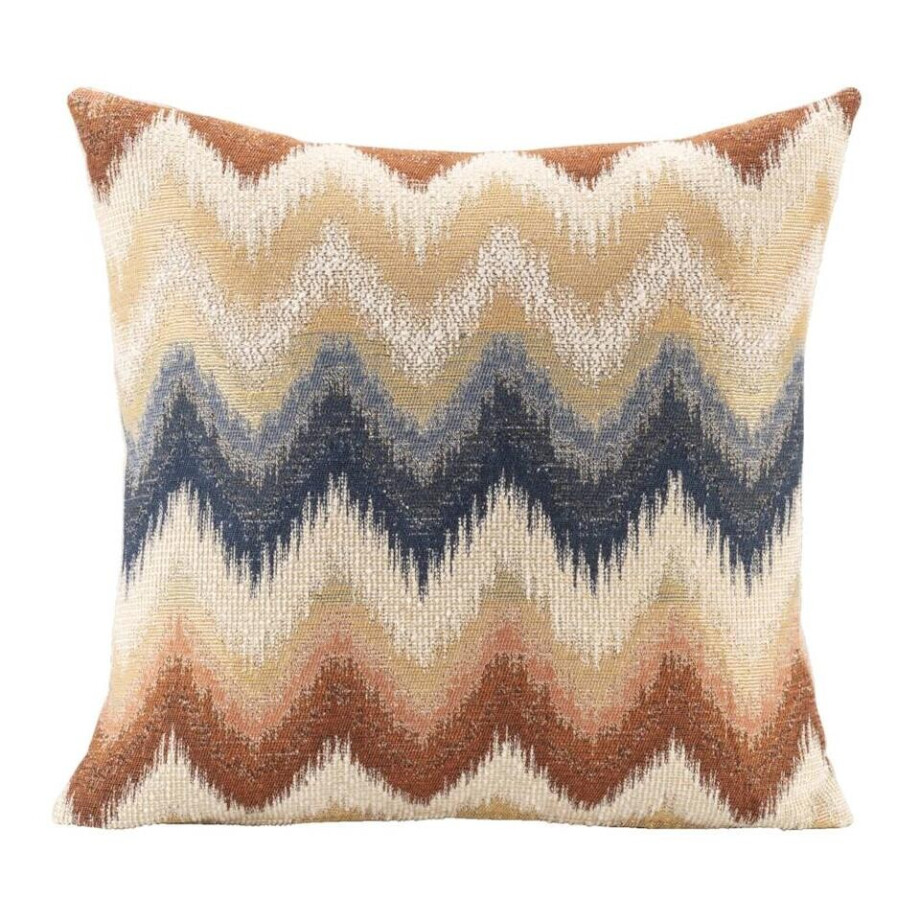 2e Halve Prijs Leen Bakker - Sierkussen Ward - Off-white/bruin - 45x45 Cm - Polyester - Multikleur#Bruin#Blauw#Wit afbeelding 1