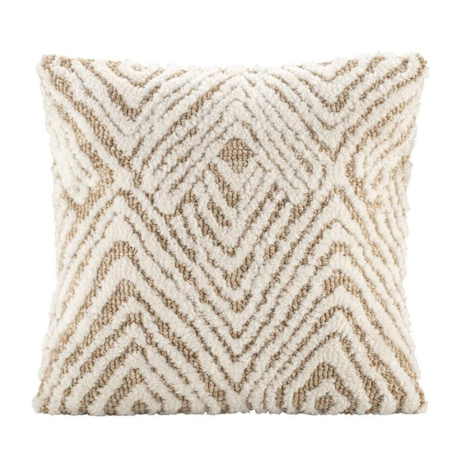 2e Halve Prijs Leen Bakker - Sierkussen Josh - Zand/off-white - 45x45 Cm - Katoen/Polyester - Wit#Beige afbeelding 1
