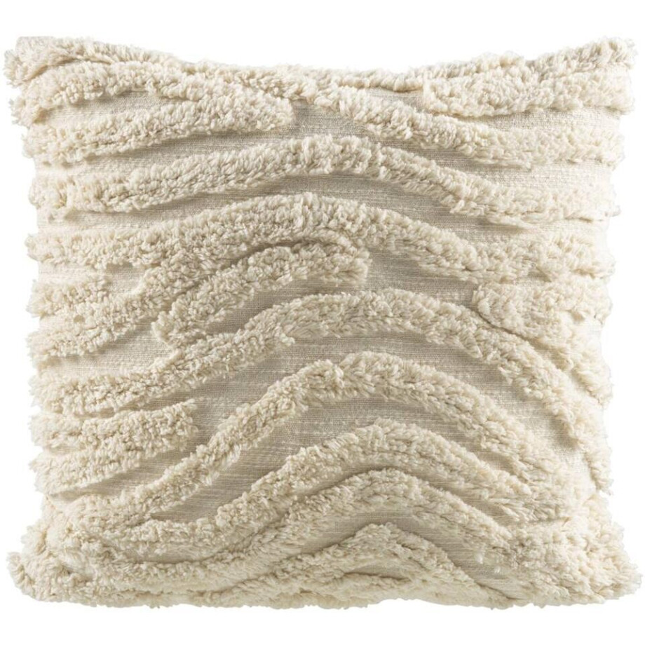 2e Halve Prijs Leen Bakker - Sierkussen Monty - Off-white - 45x45 Cm - Katoen - Crème - 10x45x45 Cm afbeelding 1