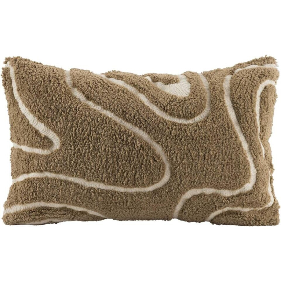 2e Halve Prijs Leen Bakker - Sierkussen Guust - Bruin/wit - 30x50 Cm - Katoen - Bruin#Wit afbeelding 1