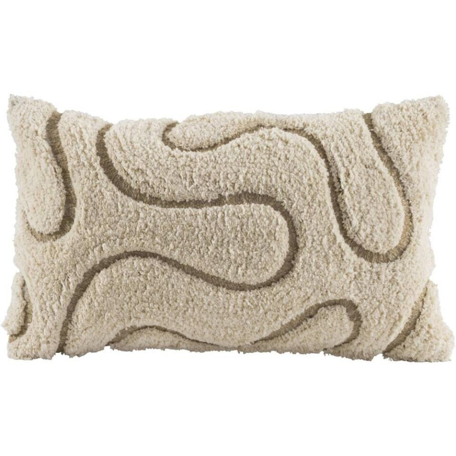 2e Halve Prijs Leen Bakker - Sierkussen Guust - Off-white/taupe - 30x50 Cm - Katoen - Taupe#Crème afbeelding 1