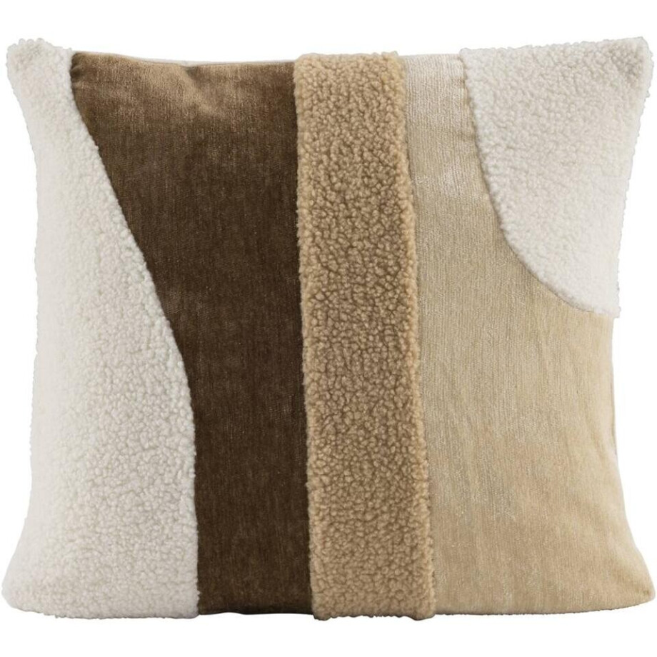2e Halve Prijs Leen Bakker - Sierkussen Brent - Beige/bruin - 45x45 Cm - Polyester - Beige#Crème#Multikleur#Bruin - 10x45x45 Cm afbeelding 1