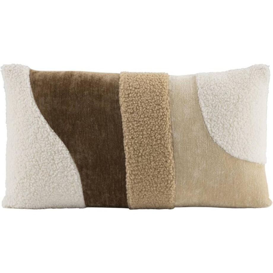 2e Halve Prijs Leen Bakker - Sierkussen Brent - Beige/crème - 30x50 Cm - Polyester - Bruin#Crème#Multikleur#Beige afbeelding 1