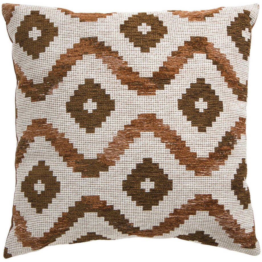 2e Halve Prijs Sierkussen Moritz - Écru/bruin - 45x45 Cm afbeelding 