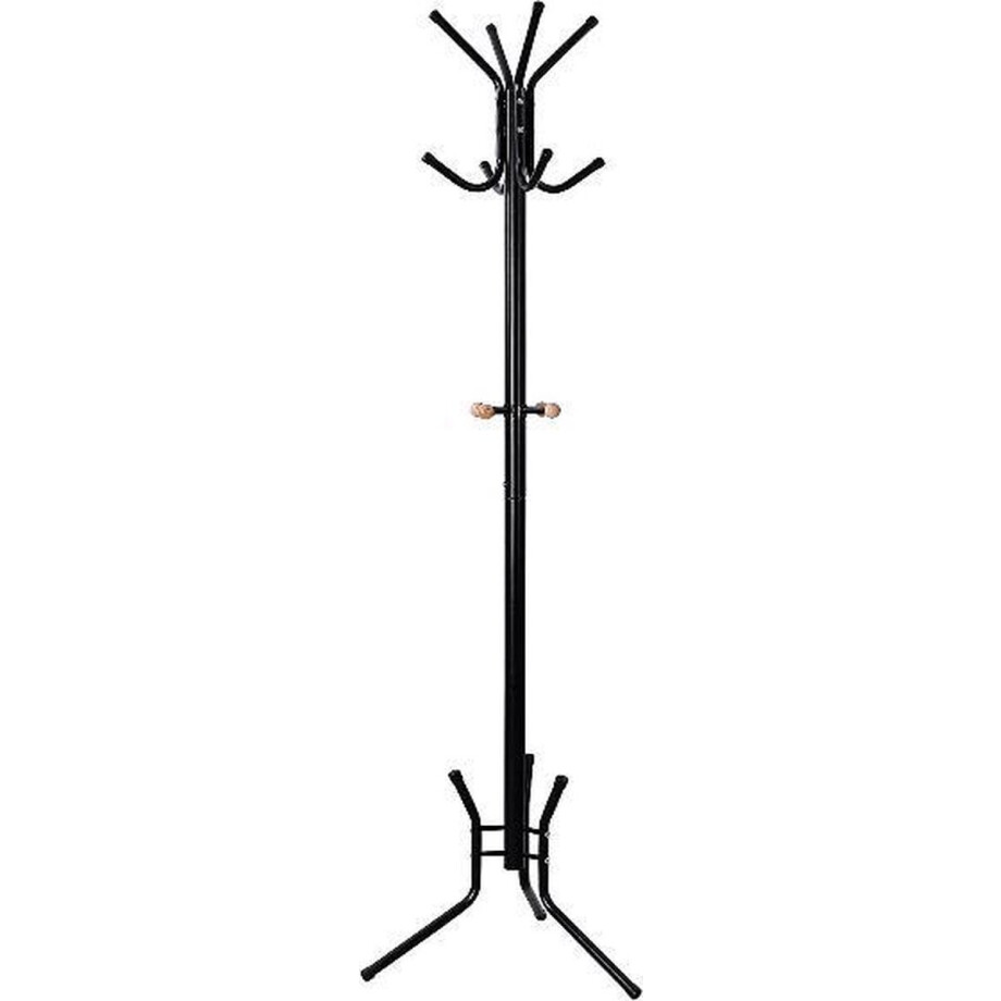 MIRA Home - Kapstok staand - Kledingstandaard - Kapstok met haken - Metaal - Zwart - 49x49x176 cm afbeelding 1