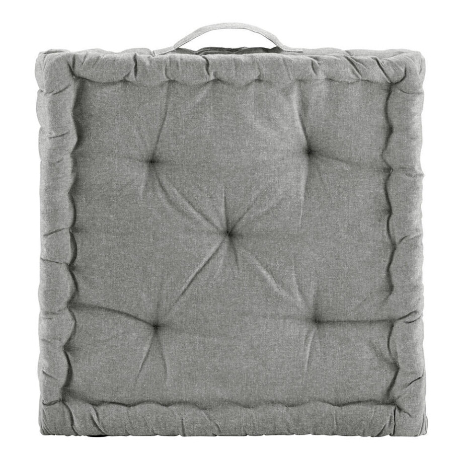 2e Halve Prijs Leen Bakker - Matraskussen Mika - Antraciet - 45x45x10 Cm - Katoen - Grijs afbeelding 1