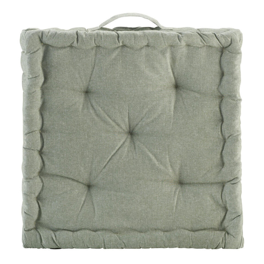 2e Halve Prijs Leen Bakker - Matraskussen Mika - 45x45x10 Cm - Katoen - Groen afbeelding 1