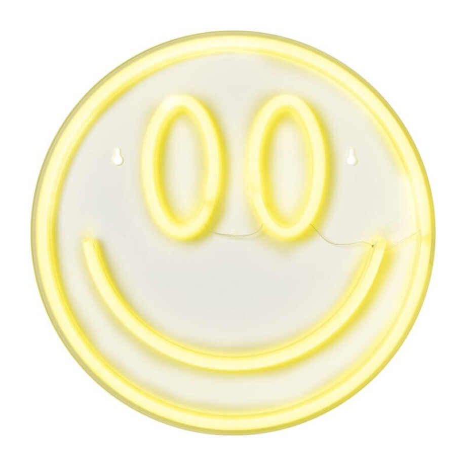 Neon LED lamp smiley - geel - ø33x2 cm afbeelding 