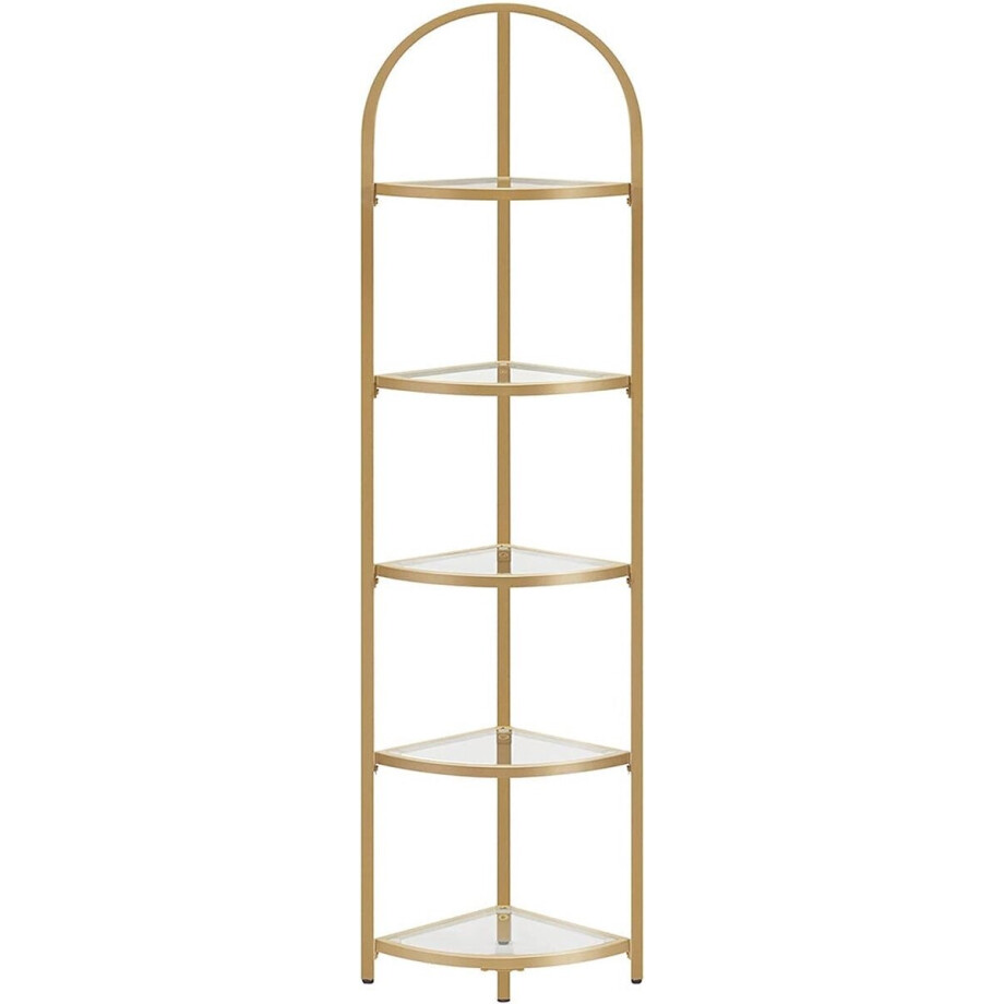 Hoekplank - Hoekboekenkast - Staand rek - Metalen frame - Met 5 niveaus afbeelding 1