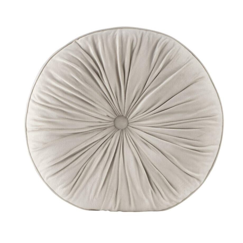 2e Halve Prijs Leen Bakker - Matraskussen Olivia - Ø45x10 Cm - Velvet - Beige afbeelding 1