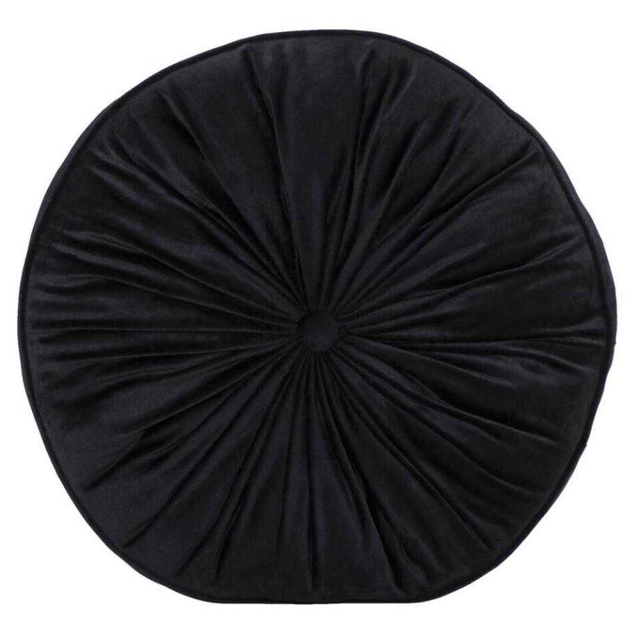 2e Halve Prijs Leen Bakker - Matraskussen Olivia - Ø45x10 Cm - Polyester - Zwart afbeelding 1