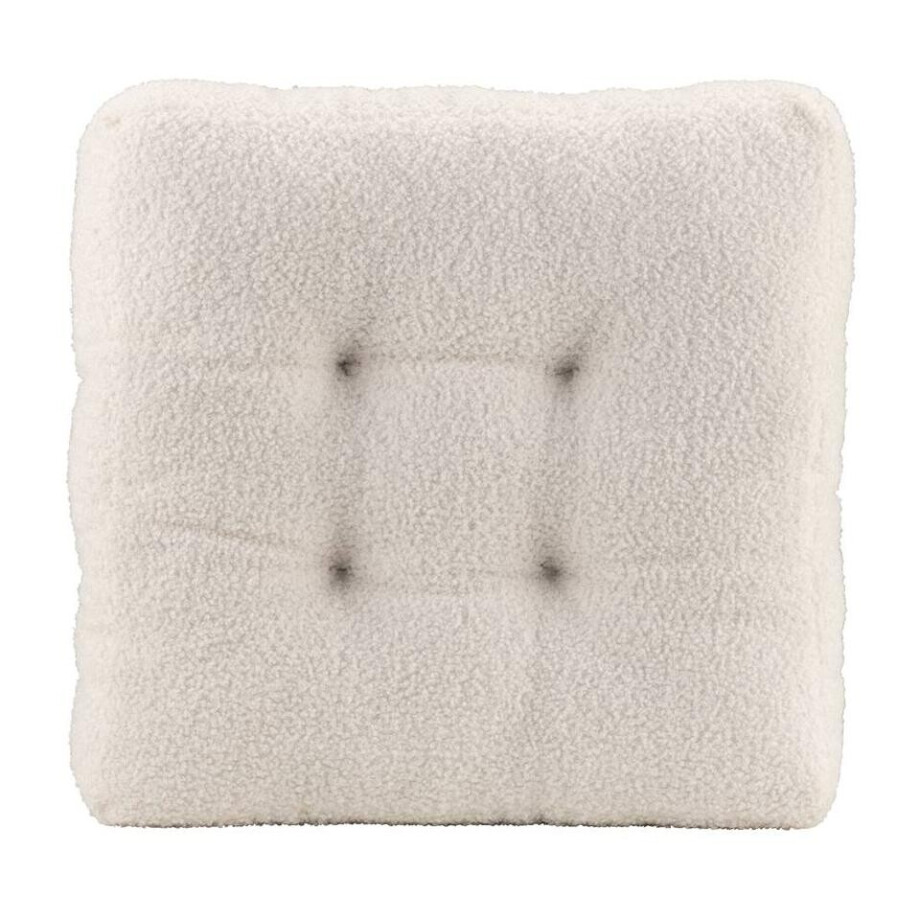 2e Halve Prijs Leen Bakker - Matraskussen Cara Teddy - Off-white - 45x45x8 Cm - Polyester - Wit afbeelding 1