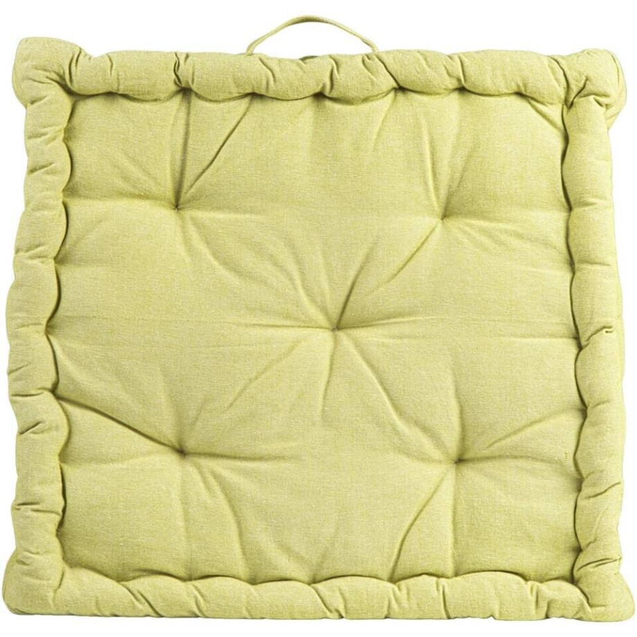2e Halve Prijs Leen Bakker - Matraskussen Mika - Lime - 45x45 Cm - Katoen - Groen - 10x45x45 Cm afbeelding 1