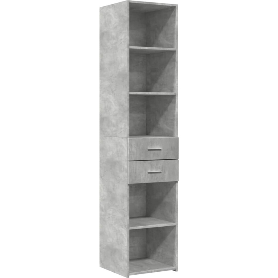 vidaXL - Hoge - kast - 40x42,5x185 - cm - bewerkt - hout - betongrijs afbeelding 1