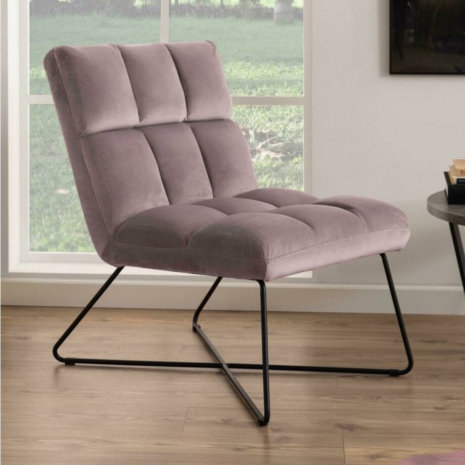 Bendt Fauteuil 'Kristian' Velvet, kleur Roze Bendt Fauteuil 'Kristian' Velvet, kleur Roze afbeelding 1