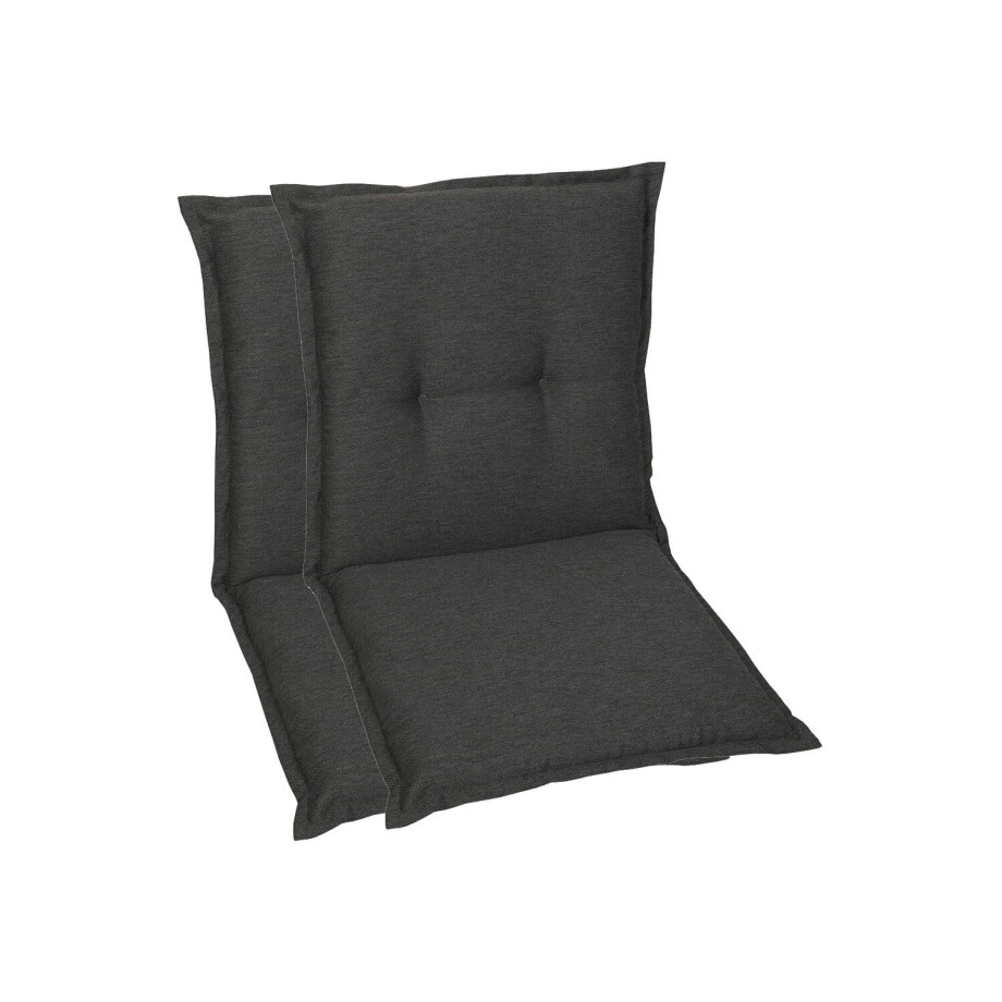 GO-DE Textil Tuinkussen (Stoelkussens voor stoelen met een lage rugleuning, Antraciet) afbeelding 1