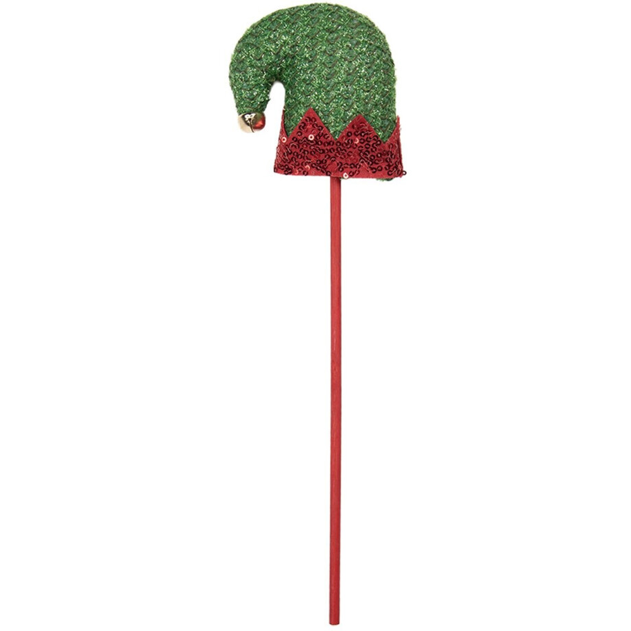 Clayre & Eef Kerstdecoratie Kerstmuts 9x2x34 cm Groen Hout afbeelding 1