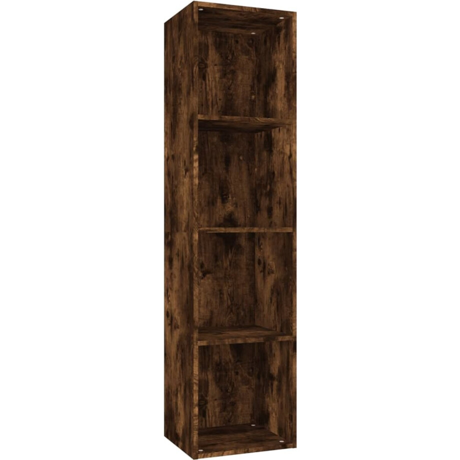 vidaXL - Boekenkast - / - tv-meubel - 36x30x143 - cm - bewerkt - hout - gerookt - eiken afbeelding 1