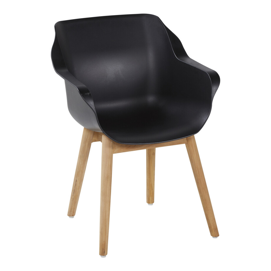 Hartman Tuinstoel 'Sophie Teak' met armleuning, kleur Zwart afbeelding 1