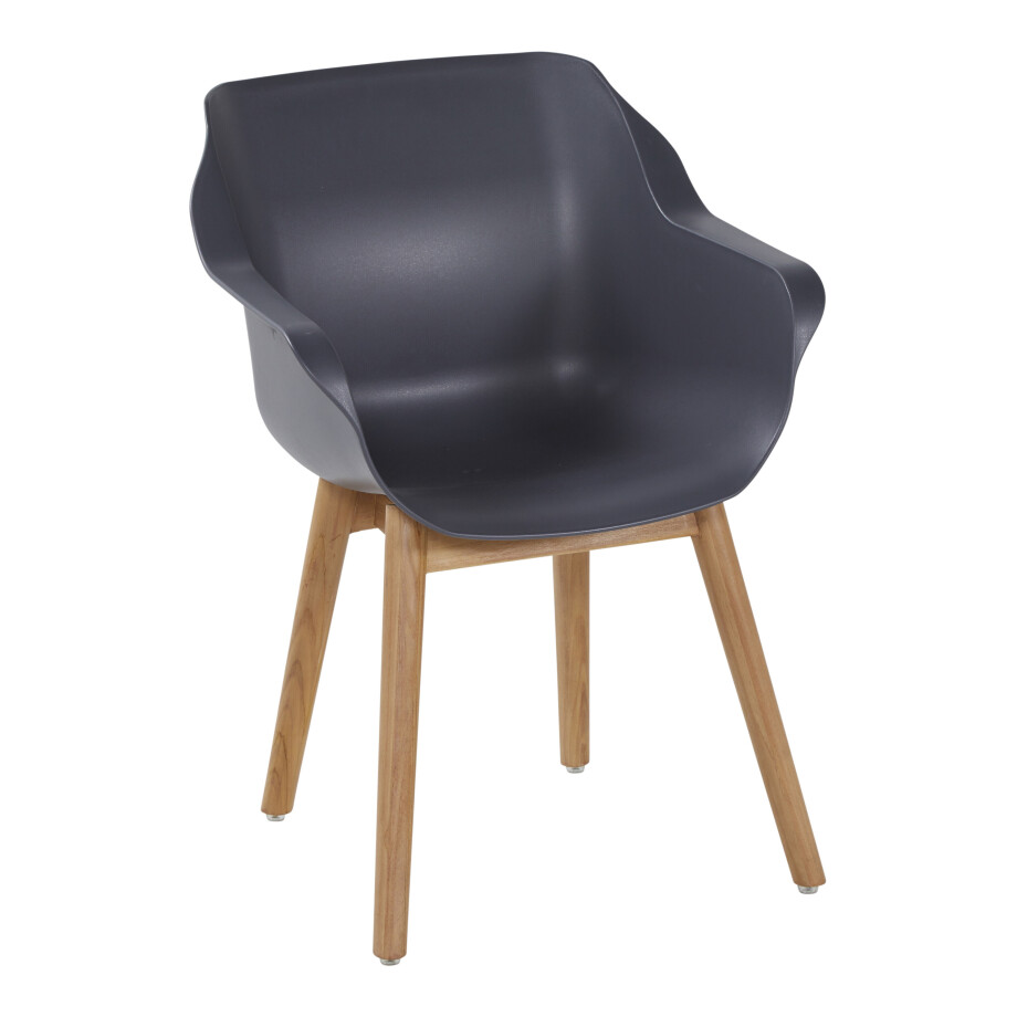 Hartman Tuinstoel 'Sophie Teak' met armleuning, kleur Antraciet Hartman Tuinstoel 'Sophie Teak' met armleuning, kleur Antraciet afbeelding 1