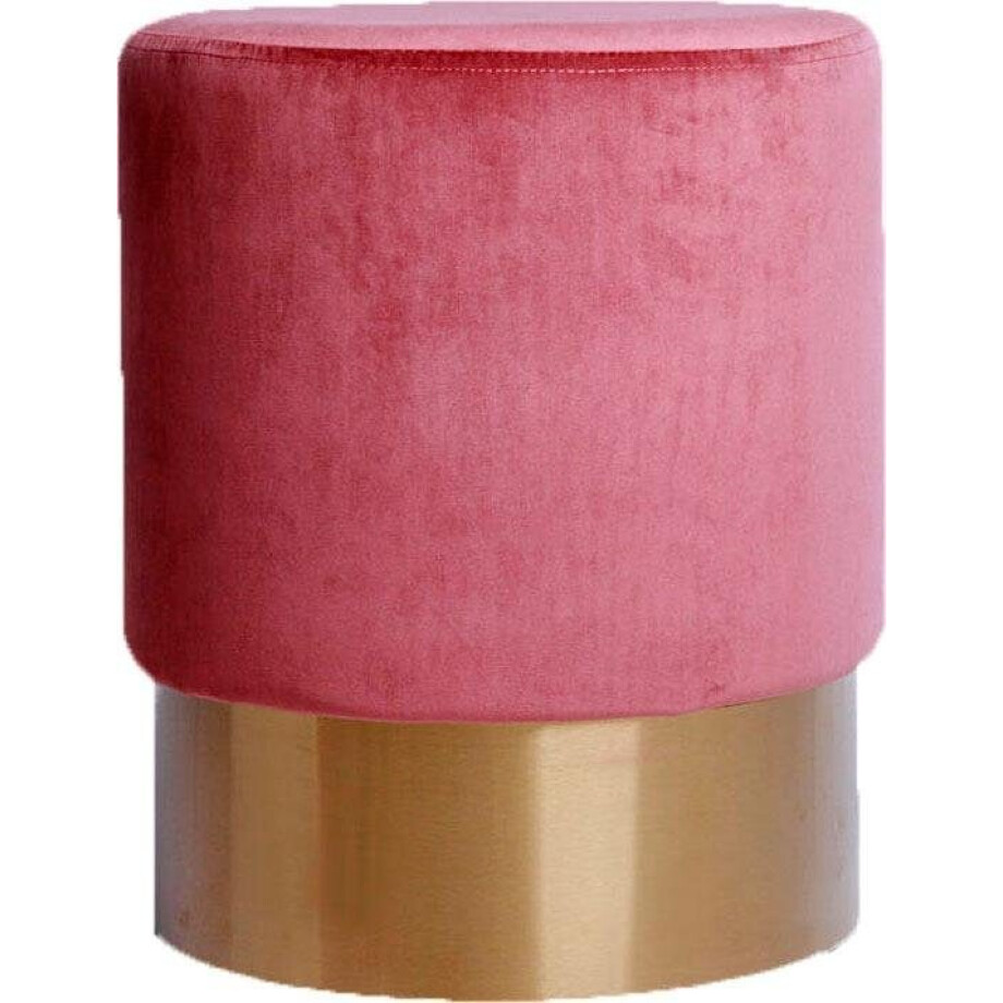 Kayoom Hocker Nano 110, hocker in stijlvol ontwerp, ronde vorm, met metalen voet Gouden accenten, met onderhoudsvriendelijke stofbekleding, ronde vorm (1 stuk) afbeelding 1