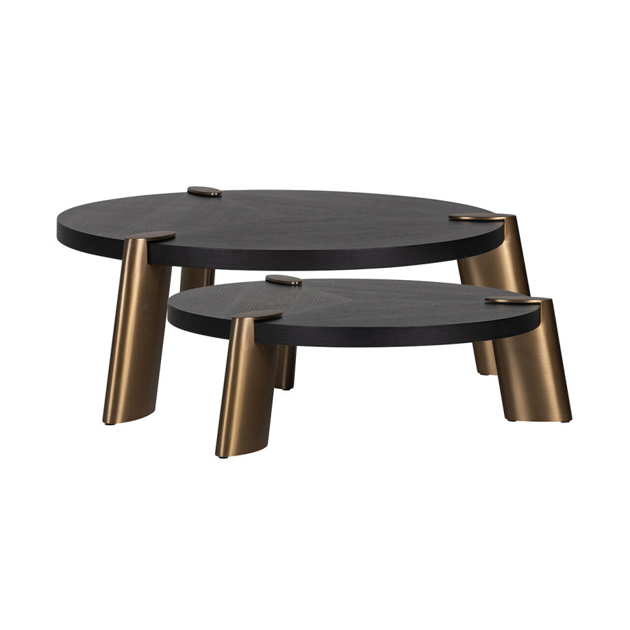 Richmond Ronde Salontafel 'Brody' Eiken, Set van 2 stuks afbeelding 