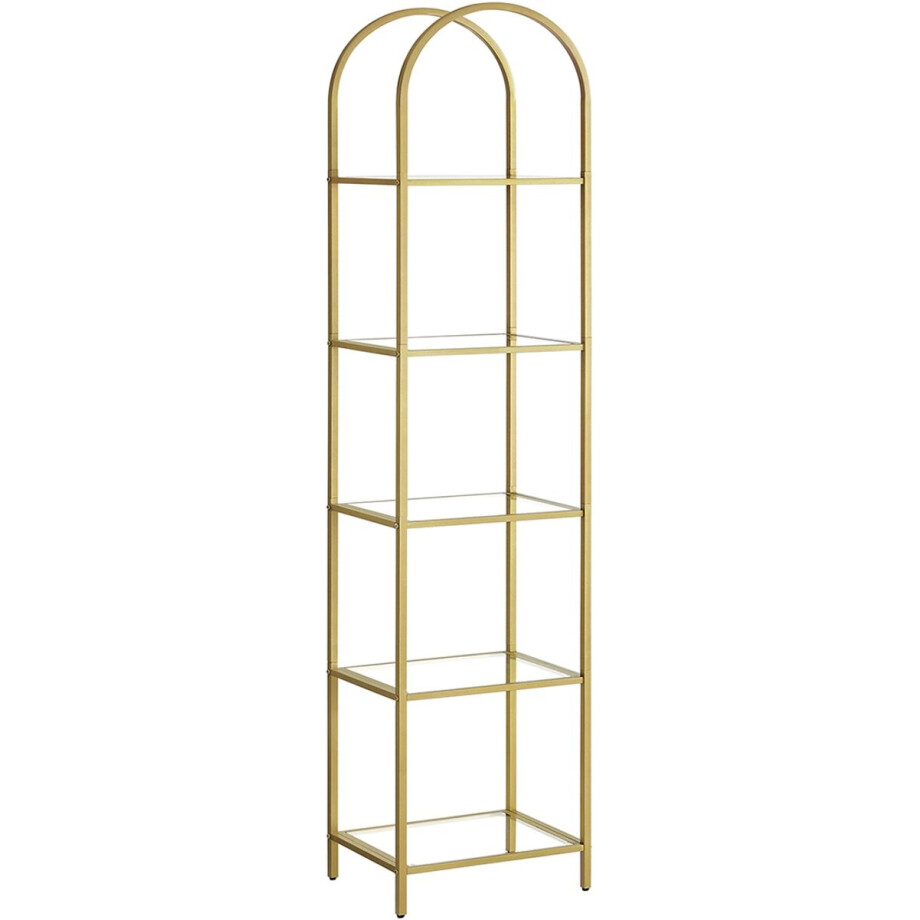 MAZAZU - Boekenkast - 5 laags - Goud - 30.2x40x183.5 MAZAZU - Boekenkast - 5 laags - Goud - 30.2x40x183.5 afbeelding 1