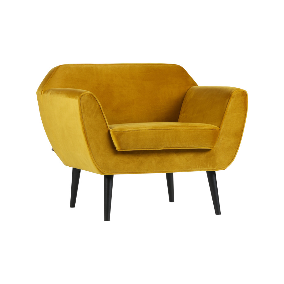 WOOOD Fauteuil 'Rocco' Velvet, kleur Okergeel afbeelding 1