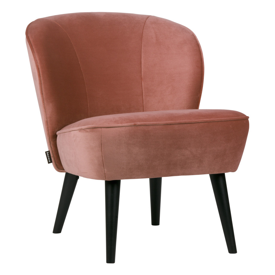 WOOOD Fauteuil 'Sara' Velvet, kleur Oudroze afbeelding 1