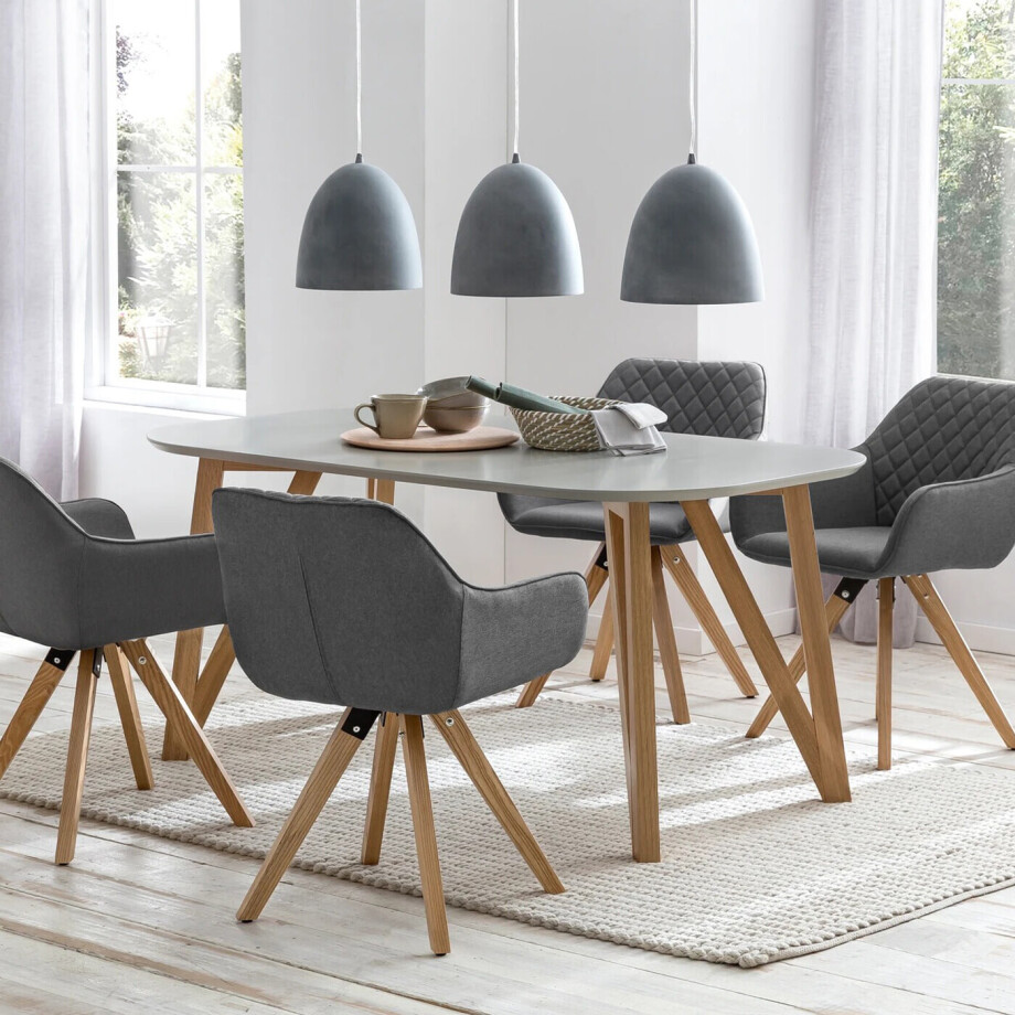 Artistiq Ovale Eettafel 'Ravi' 180 x 90cm, kleur Grijs afbeelding 1