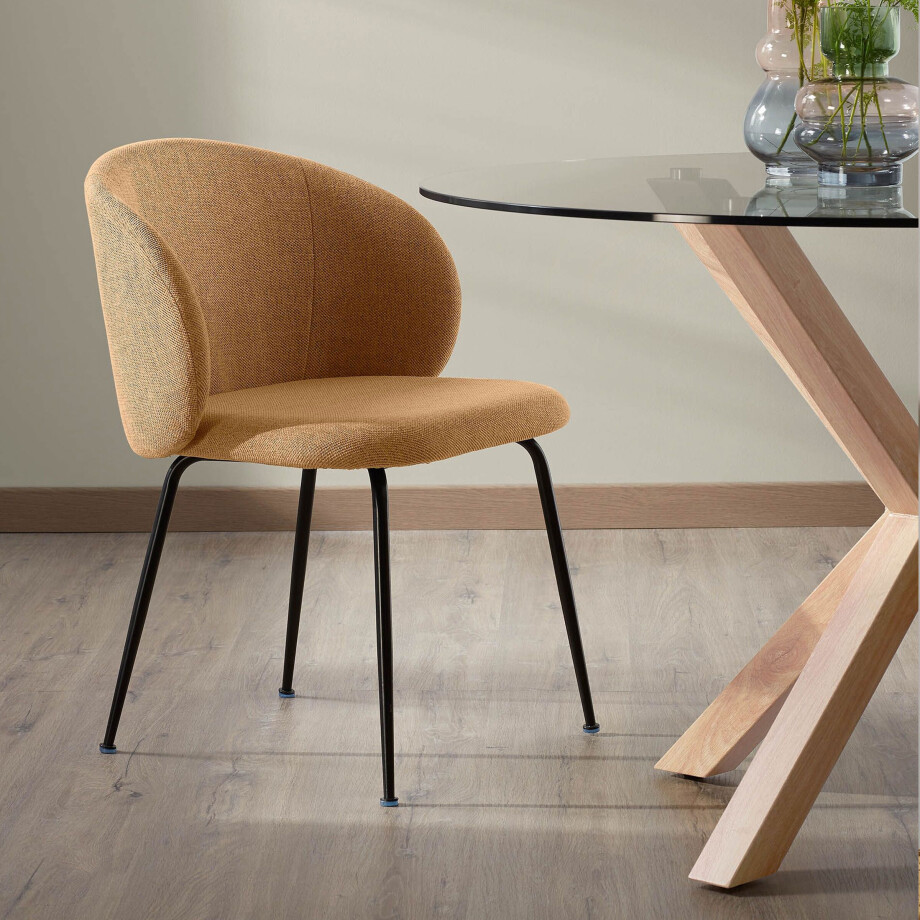 Kave Home Eetkamerstoel 'Minna' kleur Mosterdgeel Kave Home Eetkamerstoel 'Minna' kleur Mosterdgeel afbeelding 1
