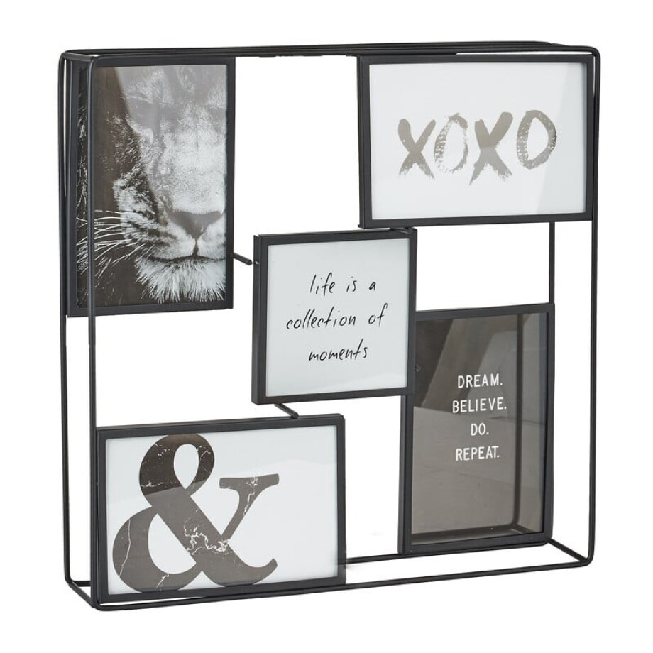 Collagelijst metaal - 5 foto's - 32x6x32 cm - zwart afbeelding 