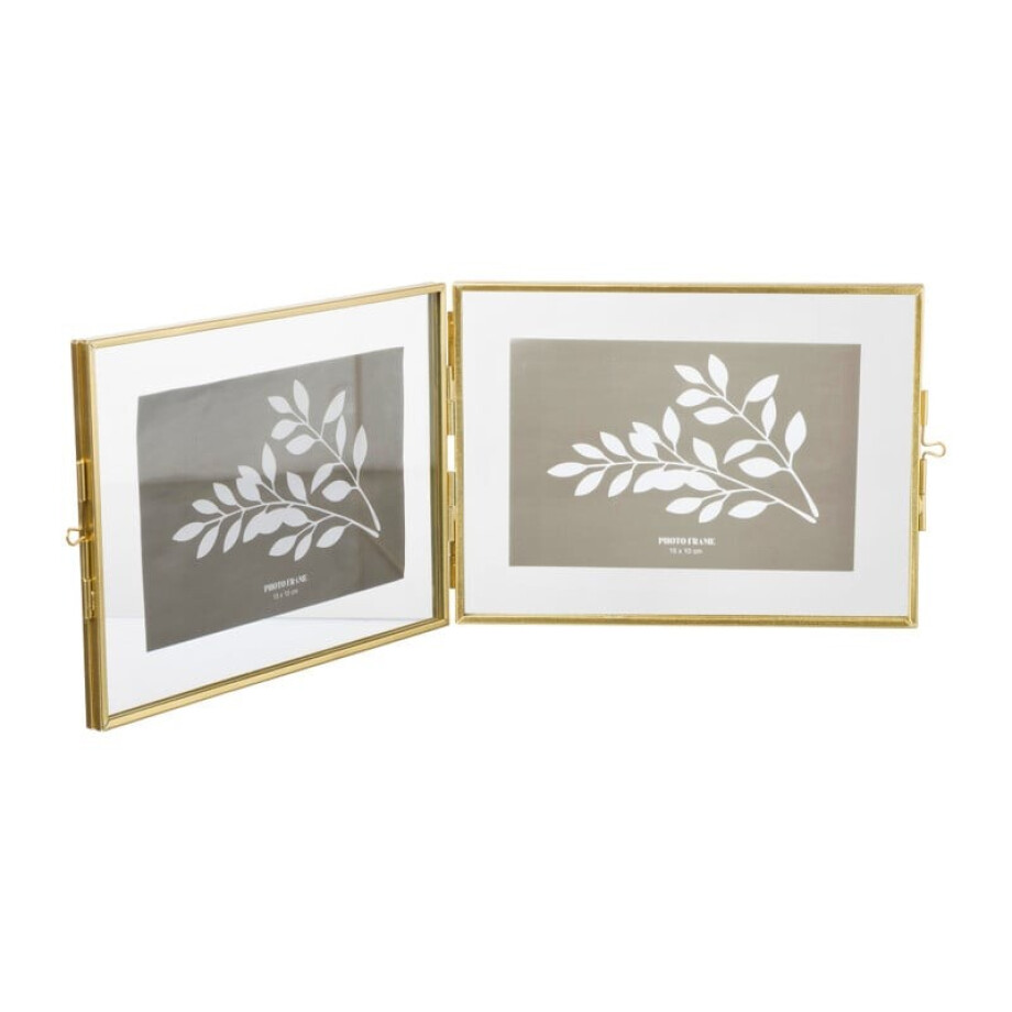 Fotolijst tweeluik - goudkleurig - 15x20x2 cm Fotolijst tweeluik - goudkleurig - 15x20x2 cm afbeelding