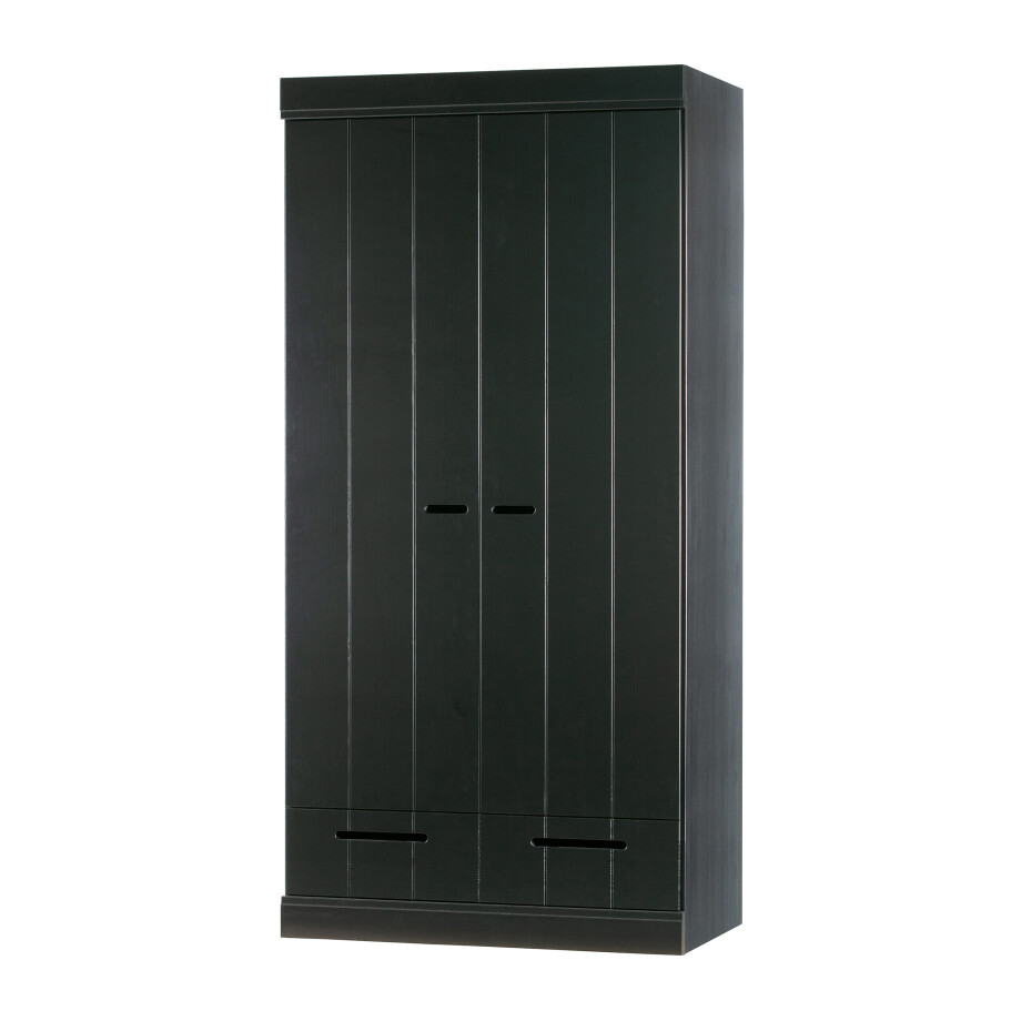 WOOOD Kledingkast 'Connect' 2 deuren en 2 laden, kleur Zwart WOOOD Kledingkast 'Connect' 2 deuren en 2 laden, kleur Zwart afbeelding 1