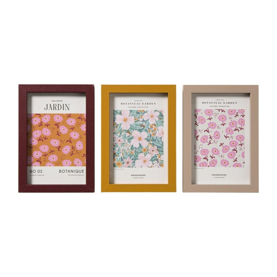 Fotolijsten set van 3 - beige/oker/rood - 10x15 cm afbeelding 