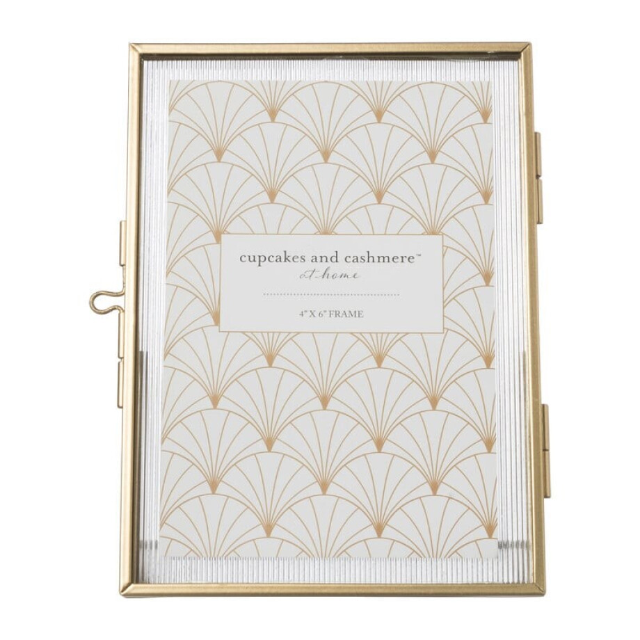Fotolijst geribbeld glas - 18x13x6 cm - goudkleurig afbeelding 
