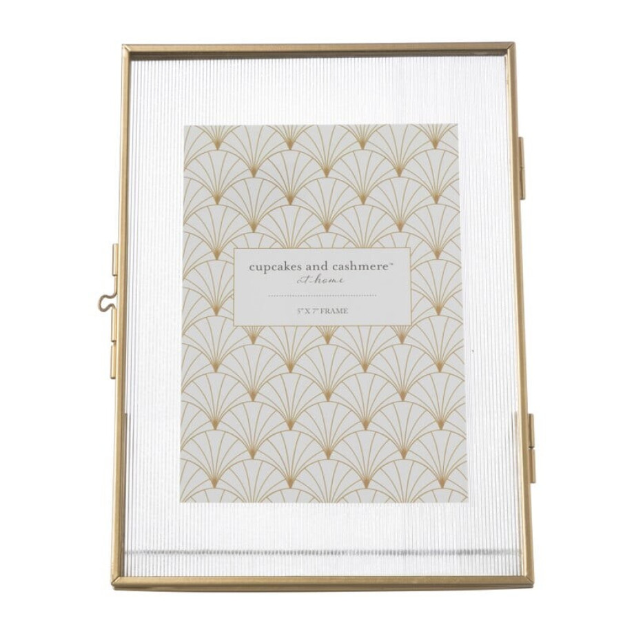 Fotolijst geribbeld glas - 25x18x7 cm - goudkleurig afbeelding 