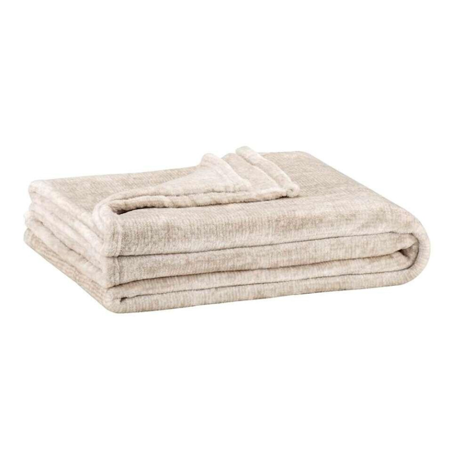 Leen Bakker - Plaid Xavier - 130x160 Cm - Fleece/Polyester - Taupe afbeelding 1