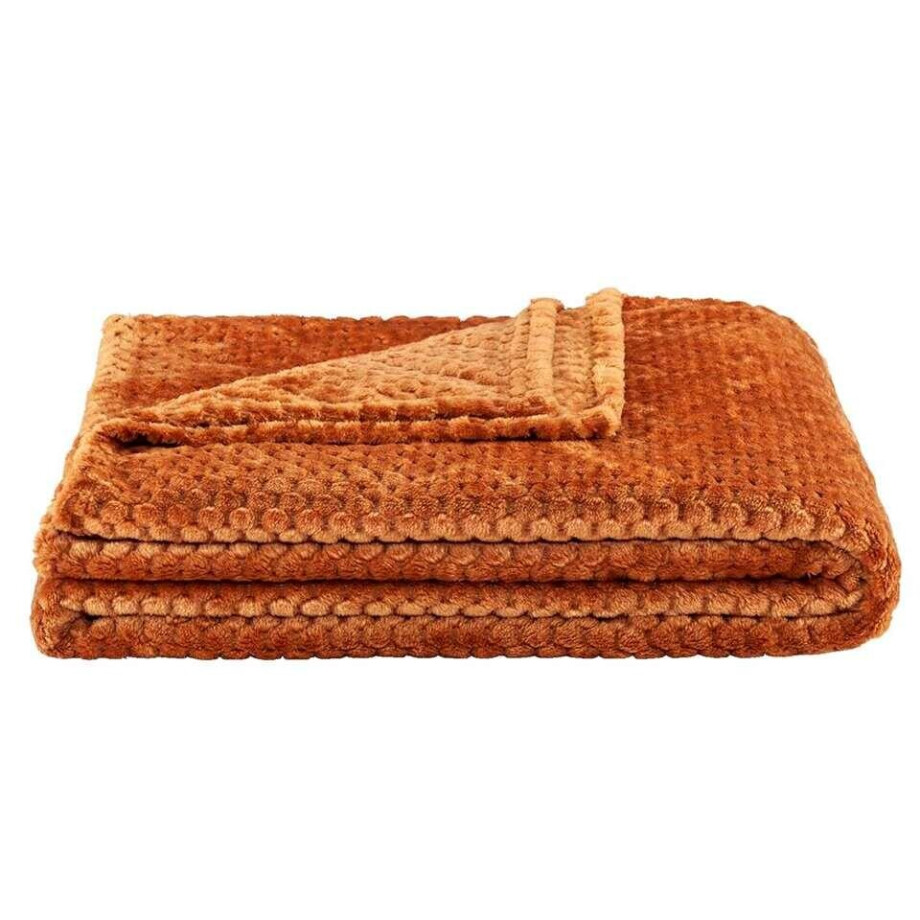 Leen Bakker - Plaid Ilona - Caramel - 130x170 Cm - Polyester - Bruin Leen Bakker - Plaid Ilona - Caramel - 130x170 Cm - Polyester - Bruin afbeelding 1