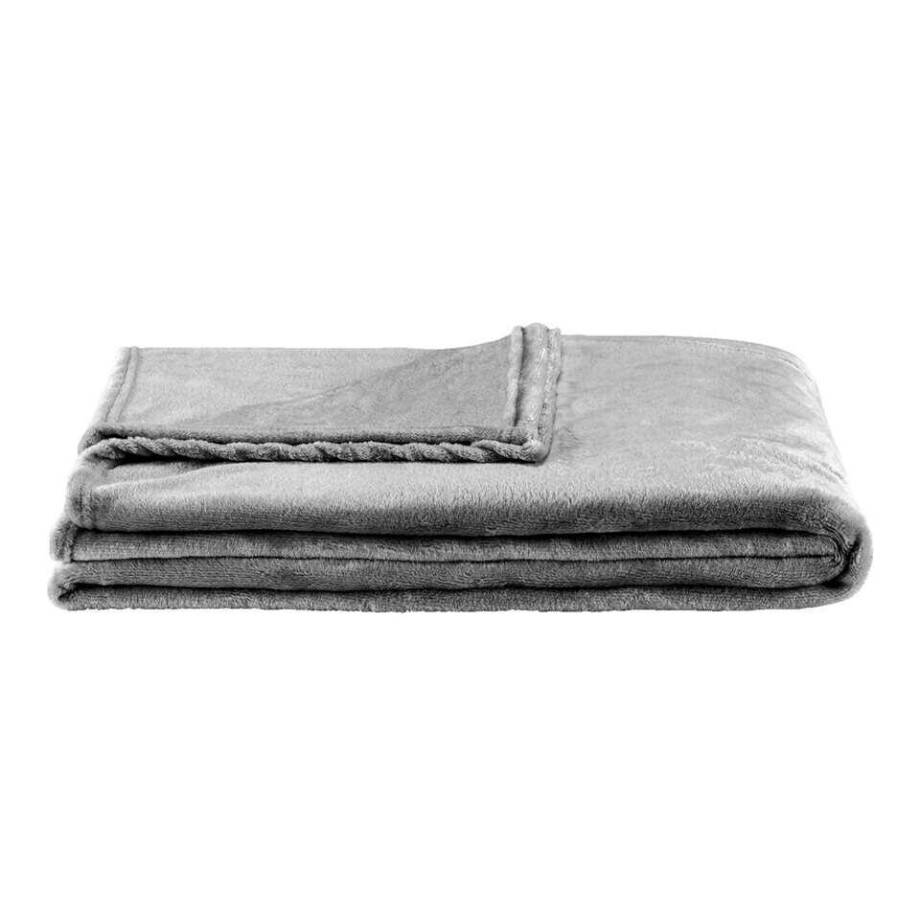 Leen Bakker - Plaid Anouk - Donker - 150x220 Cm - Fleece/Polyester - Grijs afbeelding 1