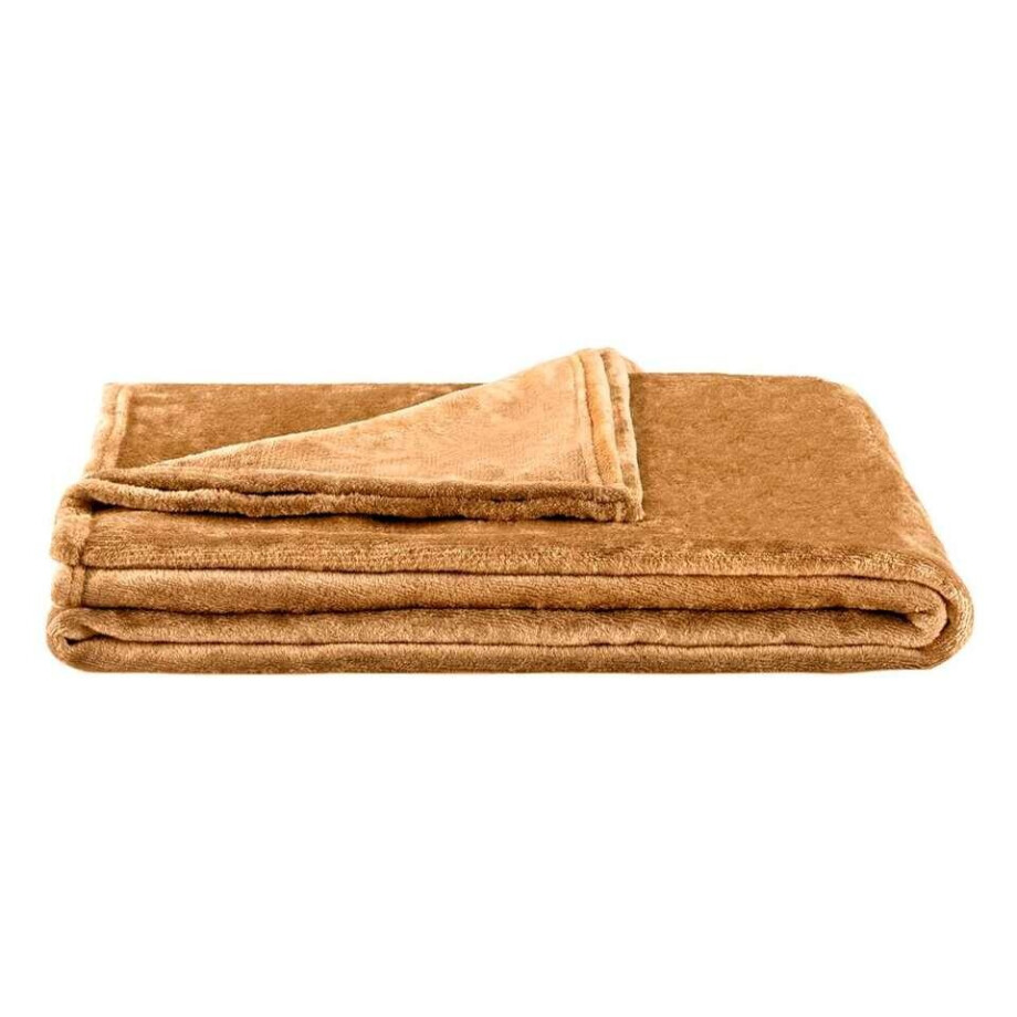 Leen Bakker - Plaid Anouk - Caramel - 150x220 Cm - Polyester - Bruin Leen Bakker - Plaid Anouk - Caramel - 150x220 Cm - Polyester - Bruin afbeelding 1