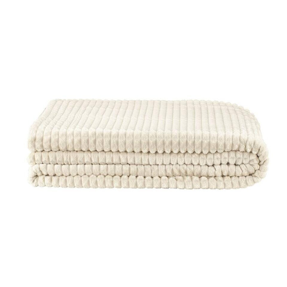 Leen Bakker - Plaid Kyra XXL - 240x220 Cm - Fleece/Polyester - Beige afbeelding 1