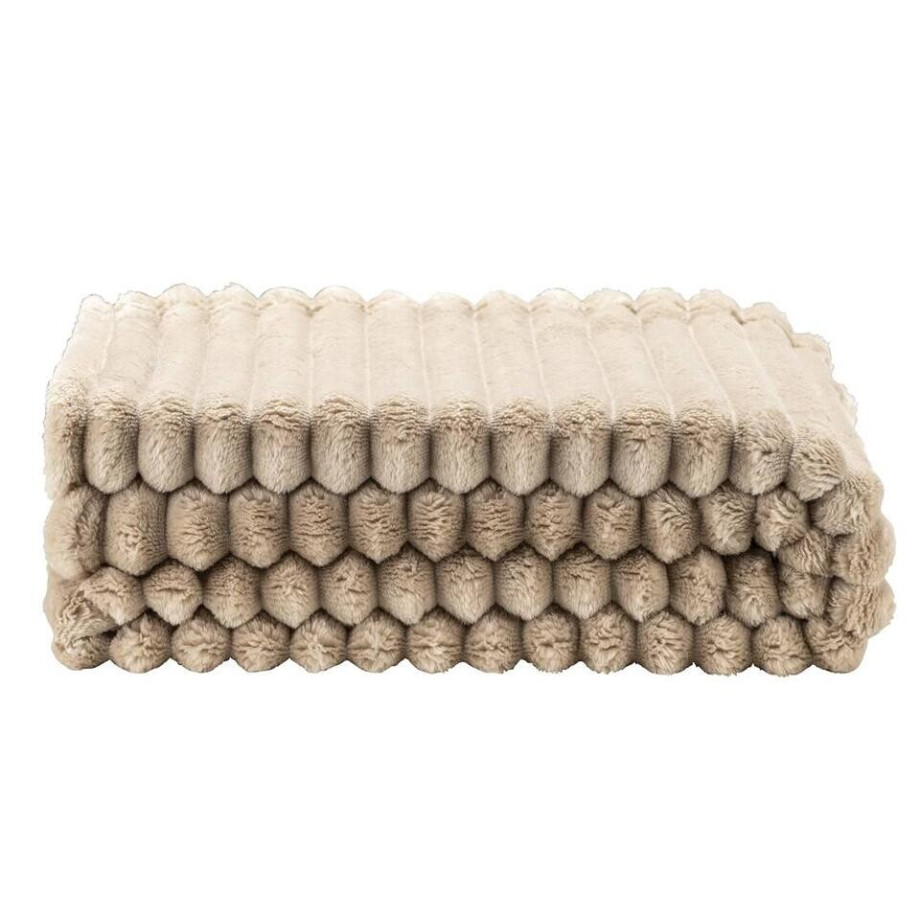 1+1 Gratis Leen Bakker - Plaid Zaira - Zand - 130x170 Cm - Polyester - Beige 1+1 Gratis Leen Bakker - Plaid Zaira - Zand - 130x170 Cm - Polyester - Beige afbeelding 1