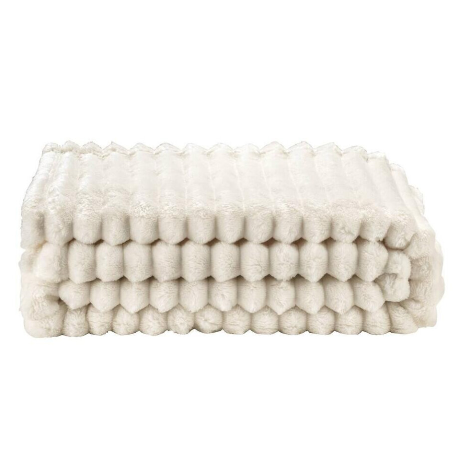 1+1 Gratis Leen Bakker - Plaid Zaira - Ecru - 130x170 Cm - Polyester - Wit 1+1 Gratis Leen Bakker - Plaid Zaira - Ecru - 130x170 Cm - Polyester - Wit afbeelding 1