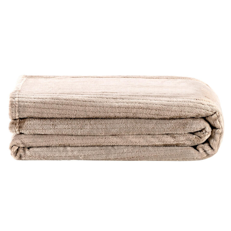 Leen Bakker - Plaid Lenn - 200x220 Cm - Polyester - Beige Leen Bakker - Plaid Lenn - 200x220 Cm - Polyester - Beige afbeelding 1