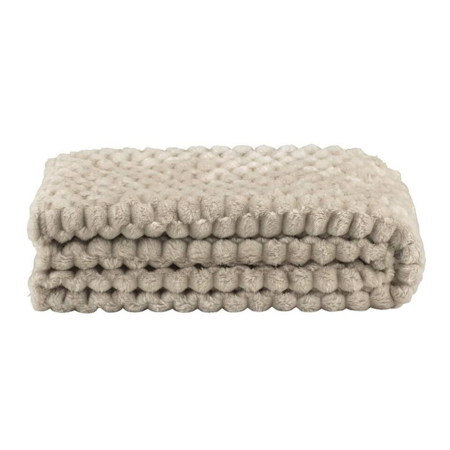 Leen Bakker - Plaid Cynthia - Ivoor - 130x170 Cm - Polyester - Beige afbeelding 1