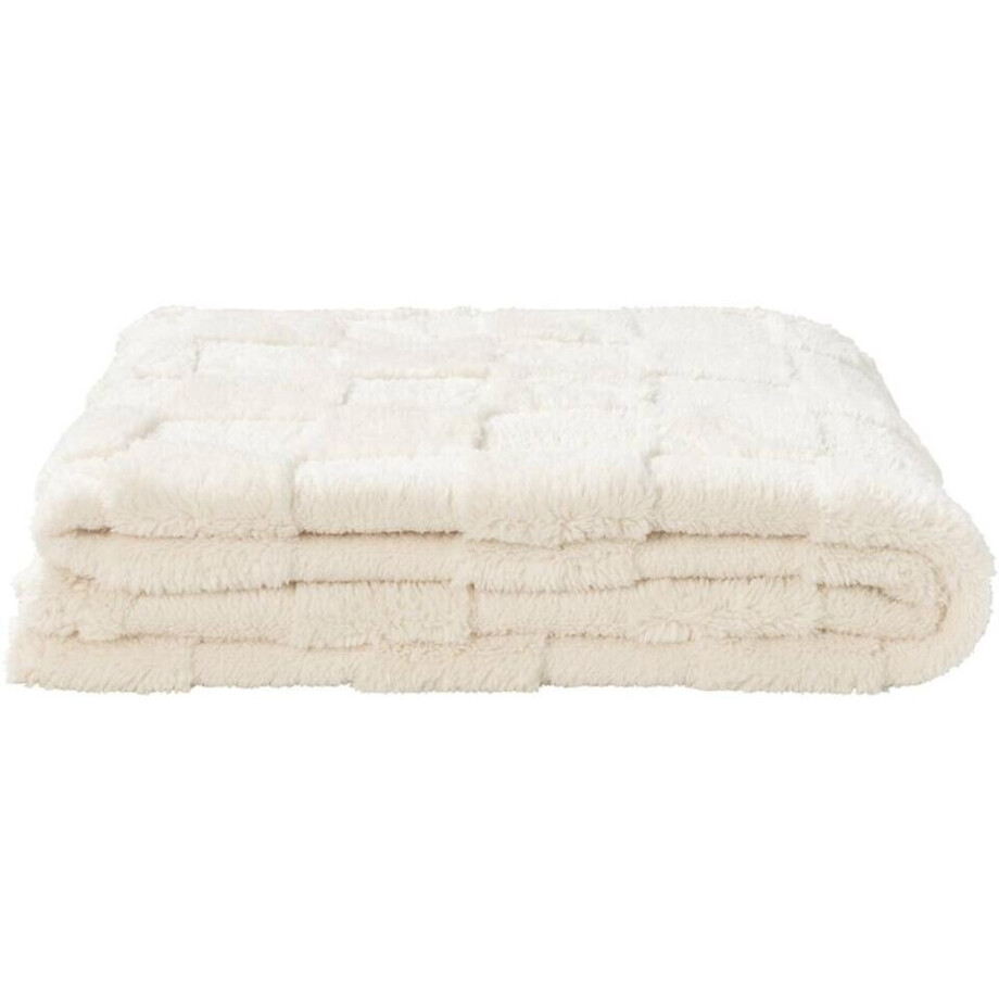 Leen Bakker - Plaid Sjors - Off-white - 130x170 Cm - Polyester - Crème afbeelding 1