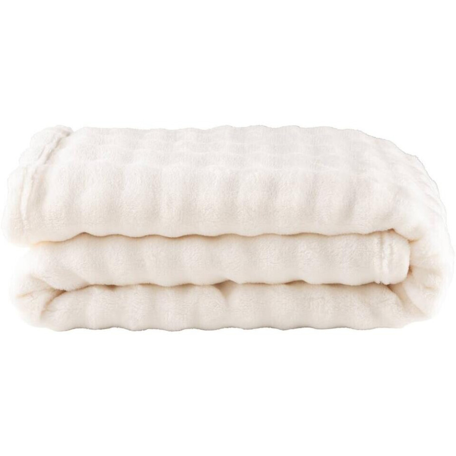 Leen Bakker - Plaid Brylin - Off-white - 130x170 Cm - Polyester - Wit afbeelding 1