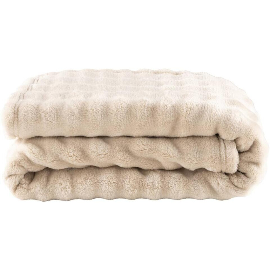 Leen Bakker - Plaid Brylin - 130x170 Cm - Polyester - Beige afbeelding 1