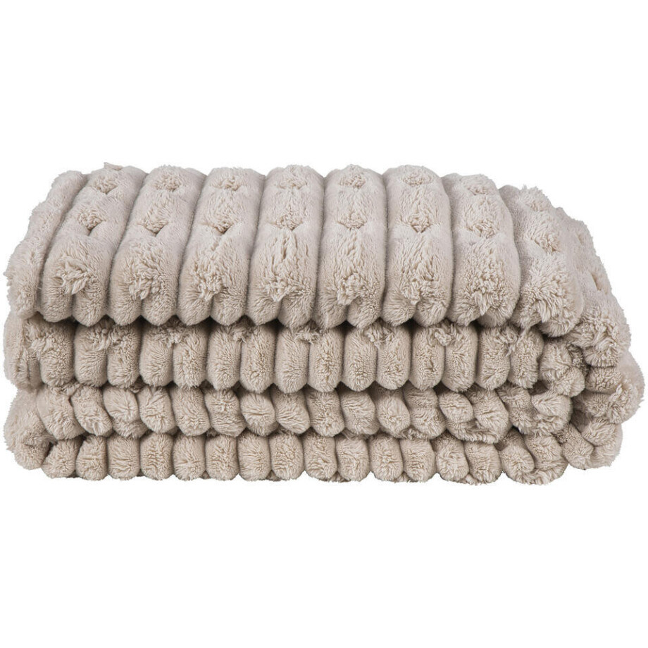 Leen Bakker - Plaid Jitte - 150x200 Cm - Polyester - Beige Leen Bakker - Plaid Jitte - 150x200 Cm - Polyester - Beige afbeelding 1